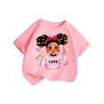 thumbnail image 2 of YUSIM Girls Graphic Cotton T Shirts- Short Sleeve Crewneck Casual Cute Kids Summer Tops Pink Size 9-10T, 2 of 3