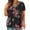 Black, variant on Ichuanyi Womens Shirts , Women Plus Size V-neck Flowers Print Button Short Sleeve Tops T-Shirt Blouse