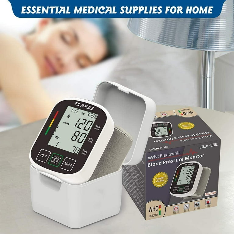 Automatic Wrist Blood Pressure Monitor: Adjustable Cuff + 2AAA Battery and  Storage Case - Irregular Heartbeat Detector & 198 Readings Memory Function  & Large LCD Screen