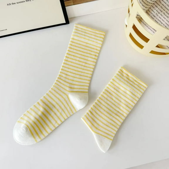 Nvzi-a 3 Pairs Women's Thin Cotton Socks,Soft Cotton Bootie Socks Women Above Ankle Crew Socks (Yellow)