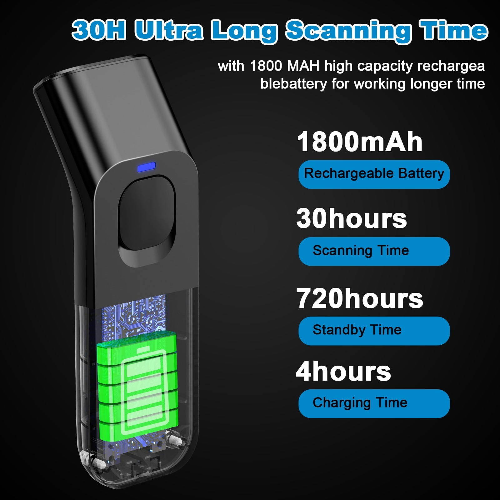 1D/2D QR Wireless Barcode Scanner With Stand,Automatic Scanning Available,1800mA*H Recharable Battery
