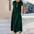 thumbnail image 2 of adviicd Robes Mignonnes pour Femmes Robe à Manches Courtes Évasées Col en V Taille Élastique Smockée Ourlet à Volants Mini Robe Verte,G, 2 of 5