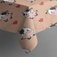 thumbnail image 3 of Beige Cow Heart Pattern Rectangle Tablecloth 60"x84",Waterproof Polyester Rectangle Table Cloth, Wipeable Spillproof Polyester Tablecloth for Dining, Camping, Indoor and Outdoor, 3 of 5