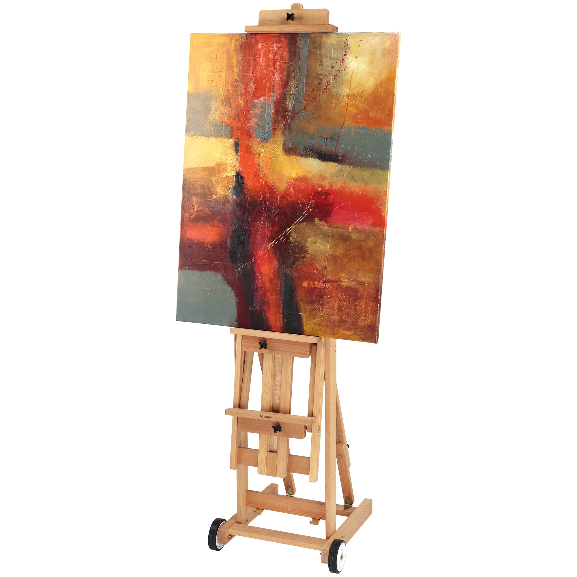 Creative Mark Mirage All Media Wood Studio Easel, Natural Finish, Artist Easel, Adjustable Angle, Solid Elmwood, 83" Height, 71" Canvas Capacity, Sturdy Base