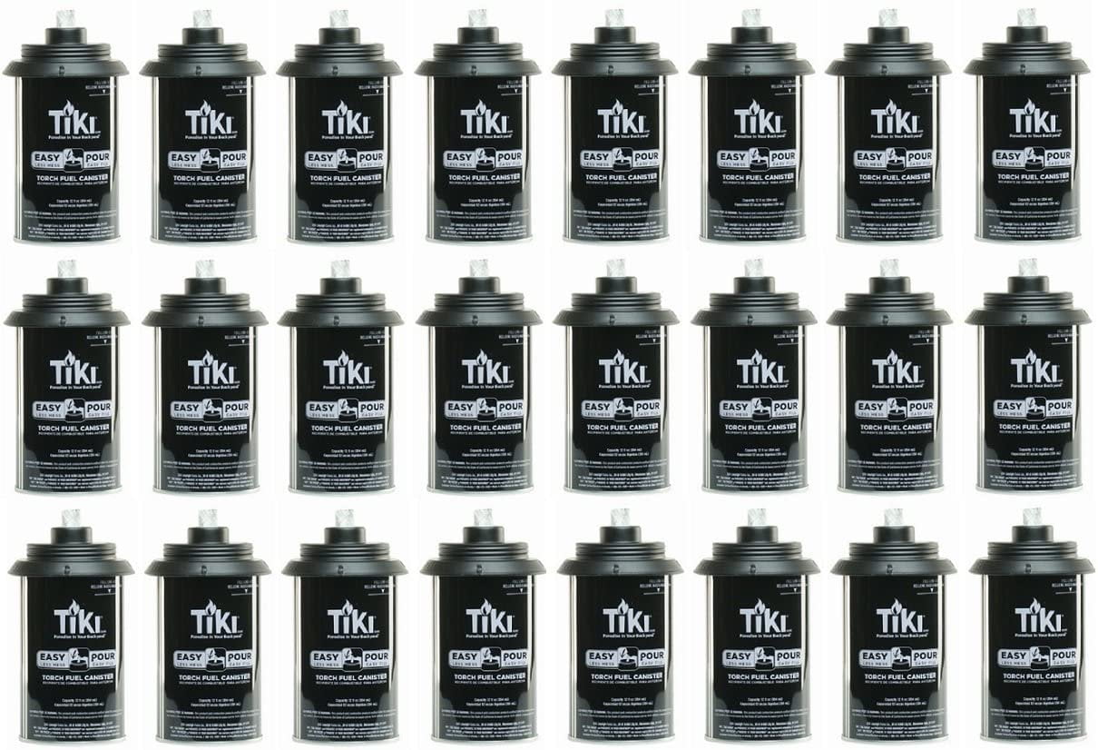 Tiki 1317054 Easy Pour Metal Replacement Torch Fuel Canisters w/Wick Quantity 4 