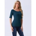 thumbnail image 2 of DARING DIVA Women's Slim Fit Pullover Boat Neck Stretchable T-Shirt S Dark Blue, 2 of 6