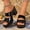 Black, variant on Women's Block Heel Mules Open Toe Sequin Decor Casual Shoes with Chunky Platform Heel Non Slip Comfortable Sandals for Women Plus Size Available