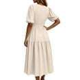 thumbnail image 6 of Iyufng Long Summer Puff Sleeves Dresses for Women V-Neck with Fitted Waist and Back Zipper, 6 of 7
