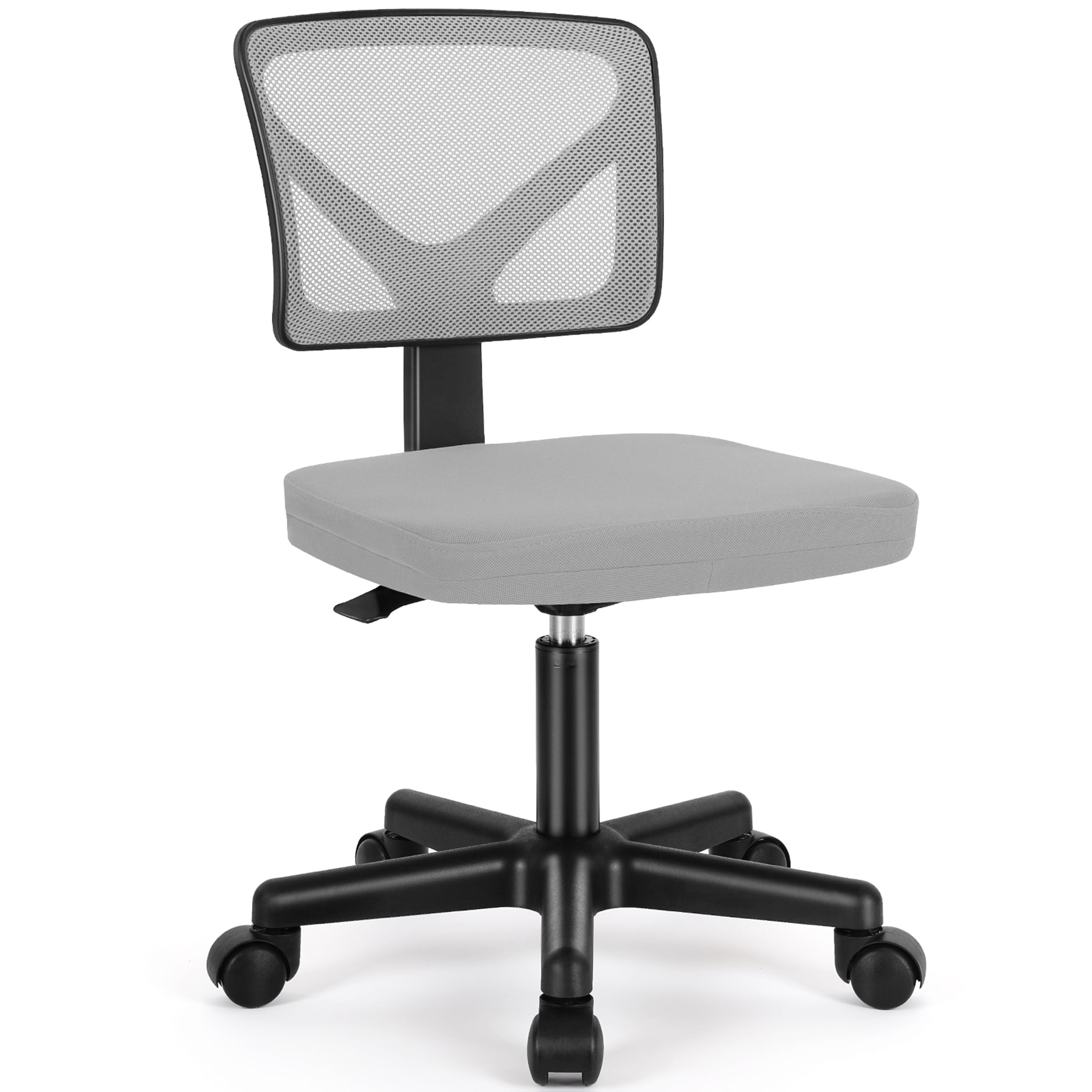 Yoyomax Armless Desk Chair, Ergonomic Low Back Computer Chair, Adjustable Rolling Swivel Task Chair with Plush Padded Seat, Grey