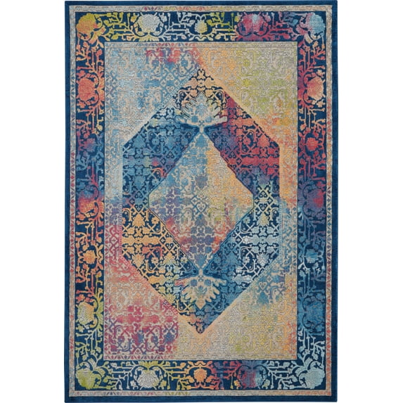 Nourison 4 X 6 Blue/Multicolor Ankara Global Area Rug ANR04