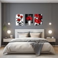 thumbnail image 4 of ZHONGYUTONG Elegant Rose Canvas Wall Art 3 Pieces Red Rose Flower Painting Prints Black and White Romantic Rustic Floral Picture Couples Bedroom Decor Framed (11.00" x 14.00" x 3PCS), 4 of 6