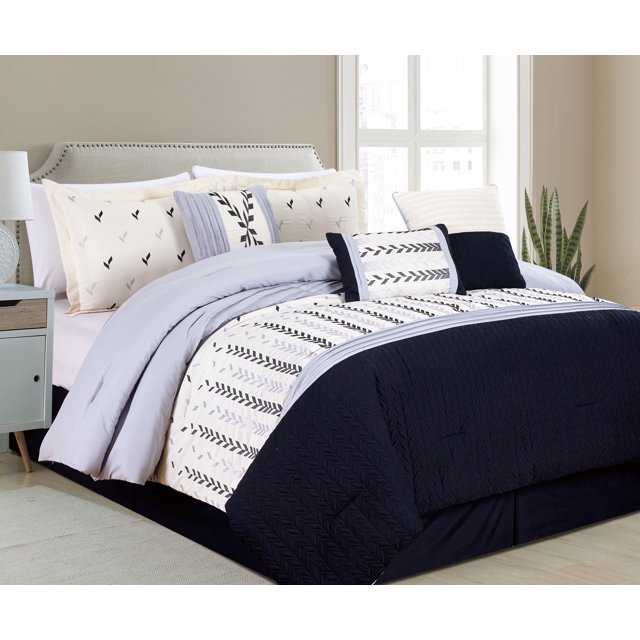 FLORIAELA Collection Fashion Comforter Set 7-Piece Bed in a bag Comforter Bedding Sets