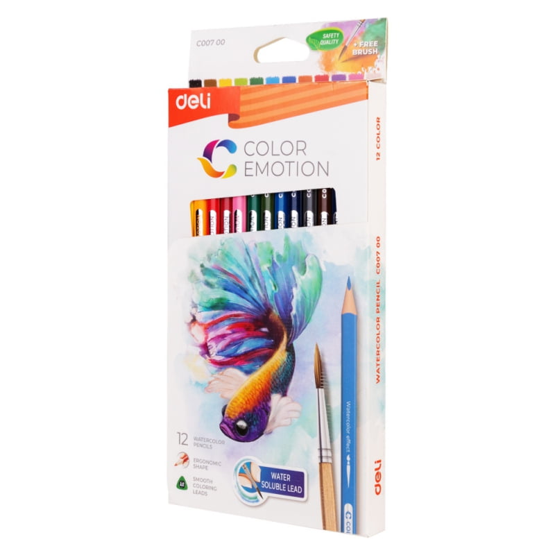 12 Watercolor Pencils Professional, Numbered, with a Brush and Metal Box - 12 Water Color Pencils for Coloring Books - Watercolor Pencil for Kids, ...