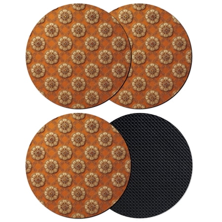 Orange Floral Boho Coasters Set of 4 Absorbent Coasters for Drinks Vintage Ethnic Tribe Abstract Art Coaster for Desk Coffee Table Protection Home Decor House Warming Gifts 4