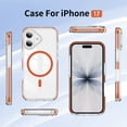 thumbnail image 6 of Decase for iPhone 17 Clear Case,Shockproof Mag-Safe Phone Cover,Wireless Charging,Transparent PC Back + TPU Color Edge Slim Protective Case,Orange, 6 of 10