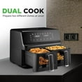 thumbnail image 3 of Double Basket Air Fryer 8.8 QT | Family Size Oil Free Airfryer with Transparent Window | 9-1 Preset Cooking Options | 360° Hot Air Circulation Technology | 4.4 QTs per Basket | Black, 3 of 8