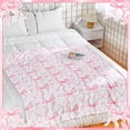thumbnail image 3 of ARLAJO Pink Bow Throw Blanket Cute Flannel Soft Blanket Coquette Bowknot Preppy Stuff Lightweight Gift Aesthetic Blanket Plush Preppy Room Decor Blanket for Sofa Couch Travel Bed, 3 of 7