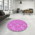 thumbnail image 4 of Ahgly Company Machine Washable Indoor Round Transitional Violet Purple Area Rugs, 8' Round, 4 of 7
