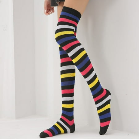 

Women Girl Stockings Cotton Striped Plus Size Over-the-Knee Leg Socks