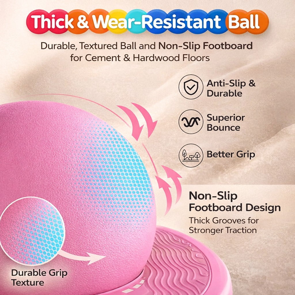 Balance Jumping Ball with Handle – 11.4 in High-Density Durable Ball, 15 in Non-Slip Pedal, 644 lbs Weight Capacity, Full-Body Fitness, Balance & Coordination, Home & Gym Workout.