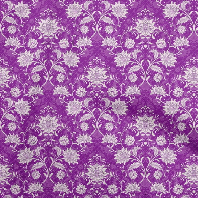 oneOone Viscose Jersey Purple Fabric Floral Craft Projects Decor Fabric Printed By The Yard 60 Inch Wide