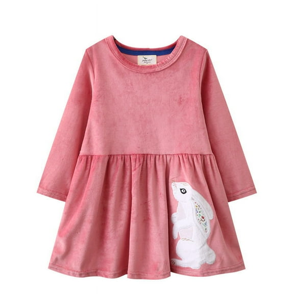 Chenyin Toddler Baby Girls Printing Dresses Spring Fall Cotton Princess Dress 2-7 Years Kids Long Sleeve Sundress for Girls