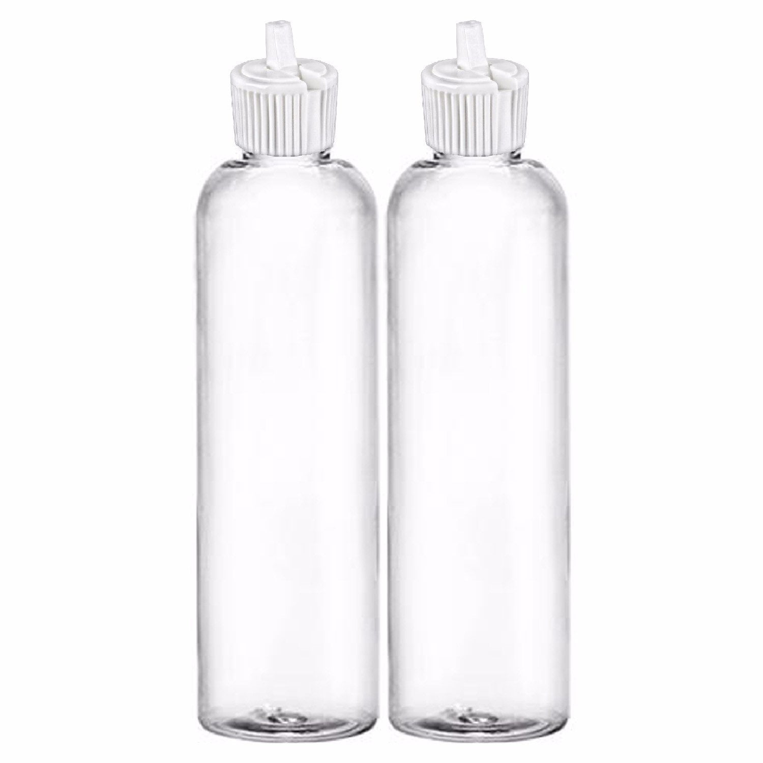 MoYo Natural Labs Turret Spout 8 oz Empty Liquid Bottle with Adjustable Dispenser (Pack of 2, Clear)