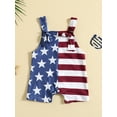thumbnail image 2 of Wassery 4th of July Toddler Girls Summer Casual Sling Jumpsuit Sleeveless Stars Stripe/Ice Cream Print Romper Infant Independence Day Clothes 12M-5T, 2 of 9