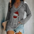thumbnail image 2 of Blusa de manga larga con cuello en V informal para mujer a la moda, Tops de otoño Fridja bvmnju4033, 2 of 5