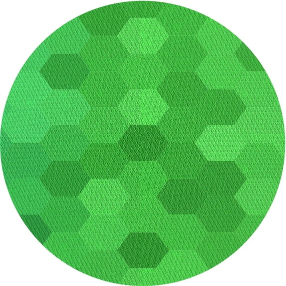 Ahgly Company Indoor Round Patterned Lime Green Area Rugs, 4' Round
