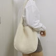 thumbnail image 1 of Bolso de mano retro de punto para mujer, bolso grande de viaje para hombro, bolso de compras (beige), 1 of 6