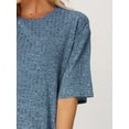 thumbnail image 4 of DARING DIVA Women's Ribbed Knit Tracksuit Sweatshirt Set Shorts Sleepwear Blue S, 4 of 6