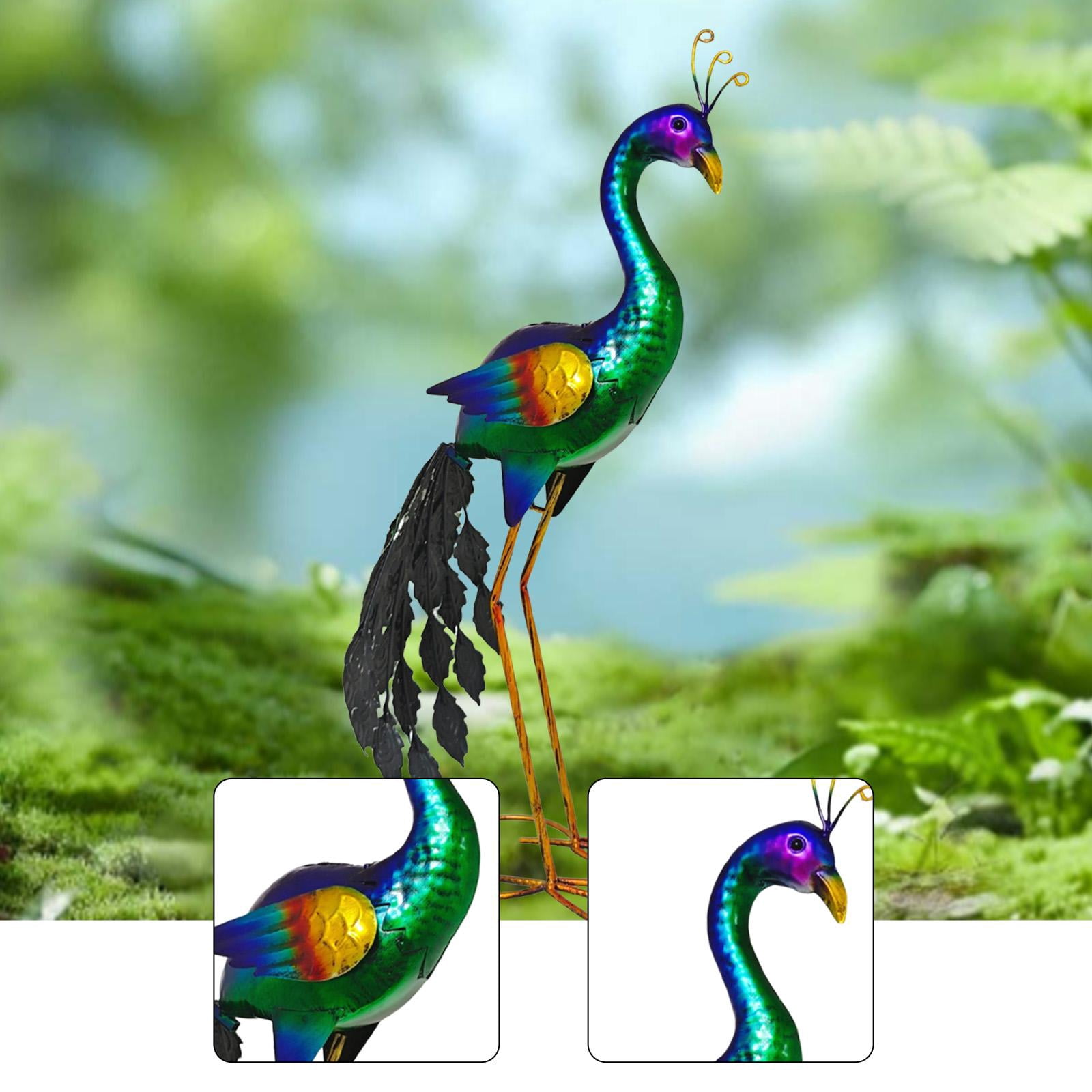 simhoa Peacock Garden Statue Decorative Figurine Metal Lawn Ornament Iron Art Sculpture for Landscape Lawn Outdoor Housewarming Gift