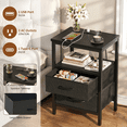 thumbnail image 4 of LIFERECORD Night Stand with 2 Fabric Drawers, Nightstand with Charging Station, End Tables with Storage Shelf for Small Spaces, Bedside Table Side Tables for Bedroom, Black, 4 of 6
