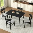 thumbnail image 2 of 5-Piece Mid-Century Modern Dining Set, 1 Wood Frame Dining Table and 4 Upholstered Ergonomic Chairs, Kitchen Furniture for 4, Black+Light Gray, 2 of 9