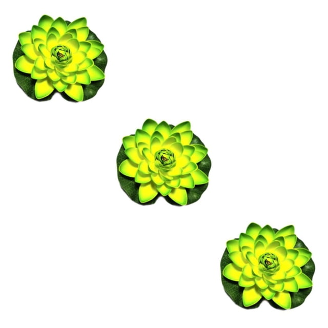 QualitChoice Artificial Lotus Replacement Simulation Outdoor Garden Park Pond Pool Photography Fake Water Flower Decor Green 3PCS