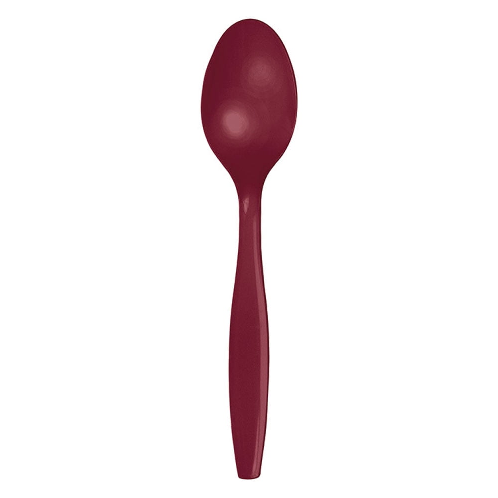 Premium Plastic Spoons Burgundy,Pack of 24