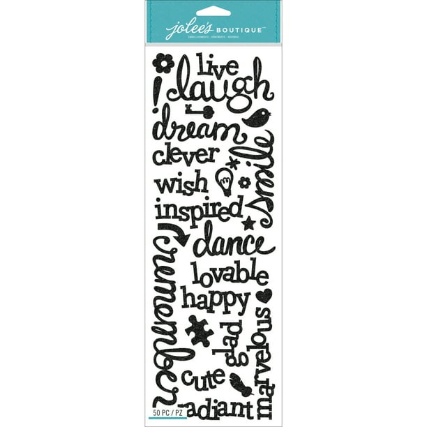 Jolee's Boutique Dimensional StickersLaugh & Love Black Glitter Words
