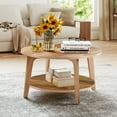 thumbnail image 3 of EDX Round Coffee Table, 2 Tier Coffee Table with Storage, for Living Room，Honey Brown, 3 of 6