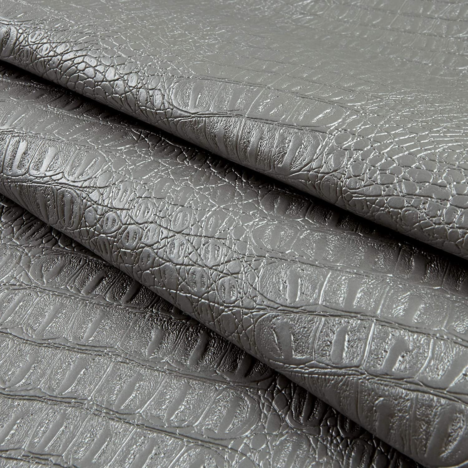 Faux Leather Metallic Silver, Fabric by the Yard