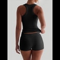 thumbnail image 4 of Conjunto de Shorts Deportivos Ajustados para Mujer: Top Sin Mangas y Shorts Negro M, 4 of 8