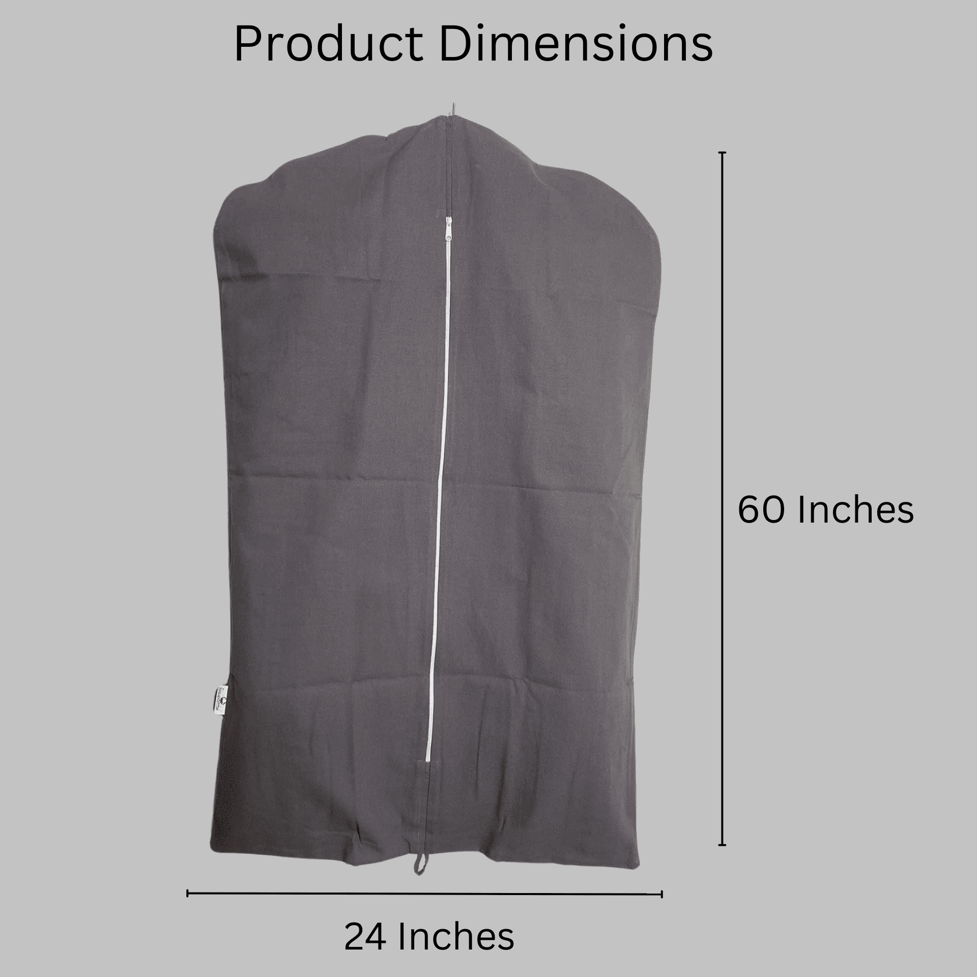 100% Cotton Canvas Garment Cover for Suits, Coats, Dresses; Travel Bag (X-Large (24"x60"), Gray)