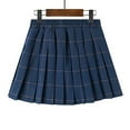 thumbnail image 4 of Girls Dress Summer Plaid Pleated Skirt for Kids Teen Girls Casual Preppy Checkered Pleated Skirt for School Daily Wear Girls Skirt Navy 2 Years-3 Years, 4 of 4