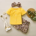 thumbnail image 2 of Utlike Girls Outfits Tops Set Baby 3 Pack Leopard Clothing Clothing Set Headbands Set Shorts Clothing Set Regular Fit Matching Sets Size 6 Months-12 Months, 2 of 7