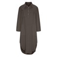 thumbnail image 5 of Elainilye Fashion Midi Dresses For Women Solid Color Long Sleeve Dress With Pockets Turn Down Collar Dresses Cotton Linen Long Dress,Brown, 5 of 7