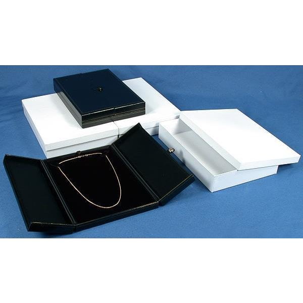 FindingKing 3 Large Black Necklace Snap Lid Gift Boxes Display Box