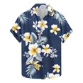 thumbnail image 2 of Njoeus Mens Hawaiian Shirts Short Sleeve Button Up Shirts - Novelty Floral Graphic T-Shirt Comfortable Casual Summer Beach Shirts - Big & Tall Sizes 3X 4X 5X Clearance Navy, 2 of 5