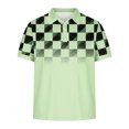 thumbnail image 4 of BiZtdJrK Sales of The Day Lightning, Mens Polo Shirts Short Sleeve Button Lapel Blouses Casual Slim Fit T Shirts Fashion Plaid Summer Shirts Big and Tall Work Tops Green XXXL, 4 of 6