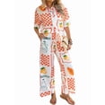 thumbnail image 3 of Conjunto de 2 Piezas de Chándal de Verano para Playa con Camisa de Corta y Botones para Mujer, Top Estampado, Pantalones Cortos de Descanso Flores de Frutos Blancos XL, 3 of 9