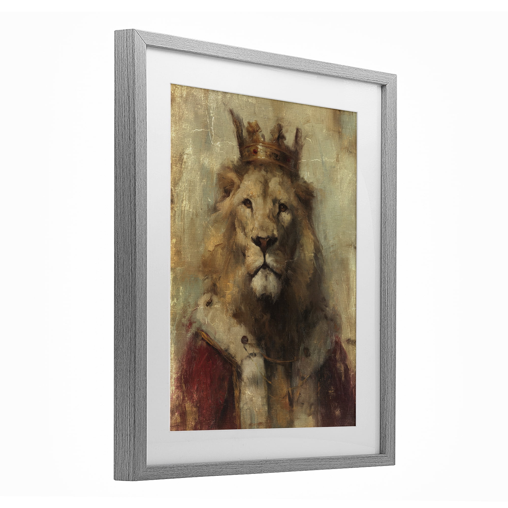 Stupell Industries Regal Lion Sovereign Gray Framed Print Under Glass, design by Svetlana Aleynikova